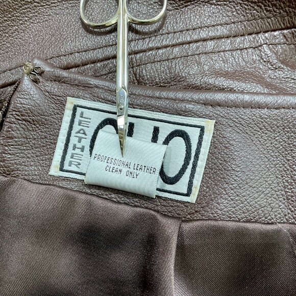 Clio Skirt Leather Midi Chocolate Brown Pencil Y2K (8) - Picture 7 of 8